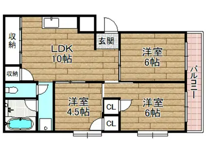 アテイン高槻石津(3LDK/3階)の間取り写真