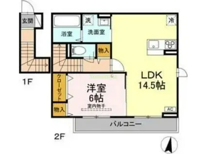 ベアーズマンション II(1LDK/2階)の間取り写真