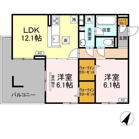 フェリーチェ(2LDK/1階)の間取り写真
