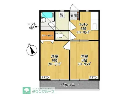 ペアハイムV(2K/2階)の間取り写真