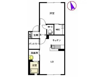 リバーサイド城西  B棟(1LDK/1階)の間取り写真