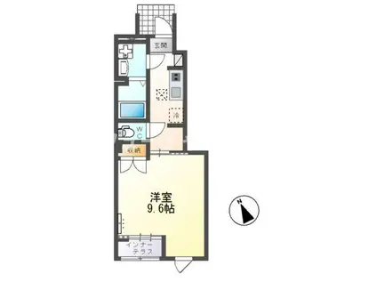 ソラティオ(1K/1階)の間取り写真