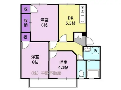 コーポリベール(3DK/2階)の間取り写真