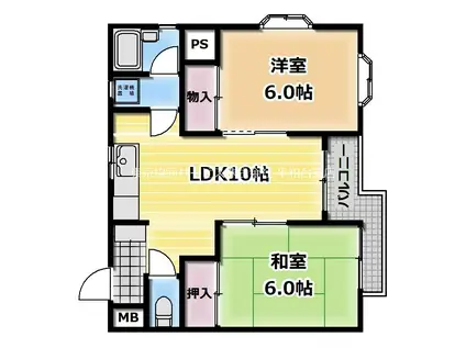 漆原マンション(2LDK/3階)の間取り写真