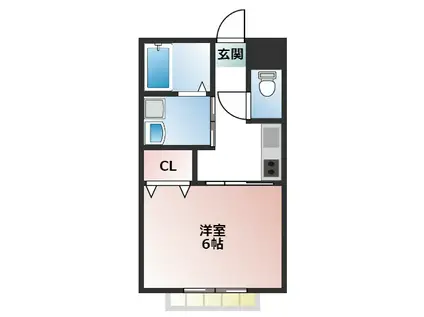 ハピネスIII(1K/2階)の間取り写真