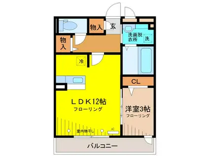 REGALO(1LDK/3階)の間取り写真