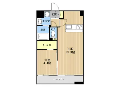 LIBTH水前寺(1LDK/9階)の間取り写真