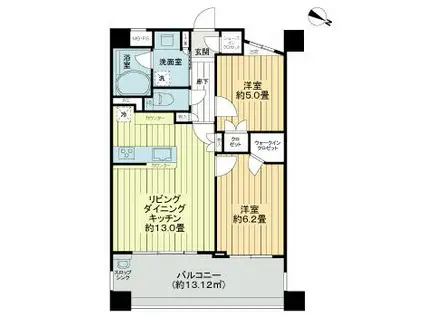 ライオンズ板橋氷川町レジデンス(2LDK/2階)の間取り写真