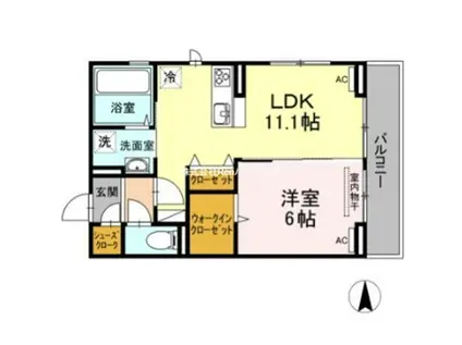 ＪＲ徳島線 鮎喰駅 徒歩7分 3階建 築6年(1LDK/3階)の間取り写真