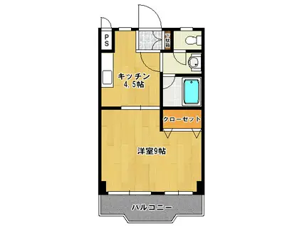 スカイハイツ下郡(1K/3階)の間取り写真