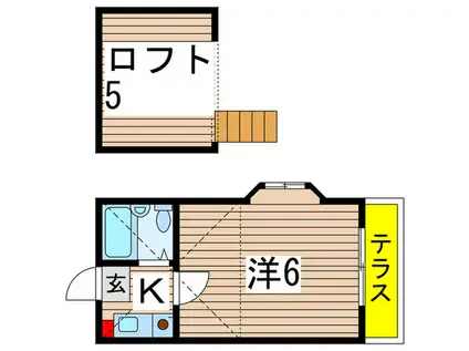 ジュネパレス稲毛第9(1K/2階)の間取り写真