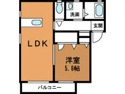 ユーガイアII(1LDK/1階)の間取り写真