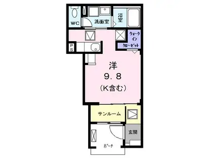 アスセーナ 並木(ワンルーム/1階)の間取り写真