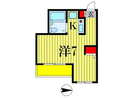 ベルトピア松戸第8(1K/1階)の間取り写真