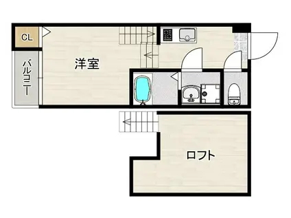 箱崎一丁目Bコーポ(1K/2階)の間取り写真