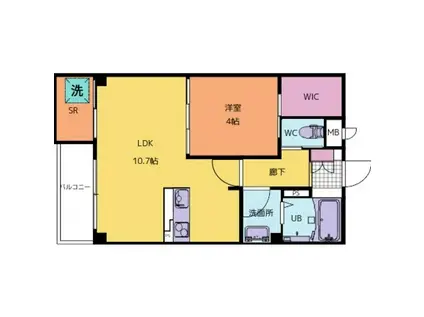 グランルージュ十一屋(1LDK/2階)の間取り写真