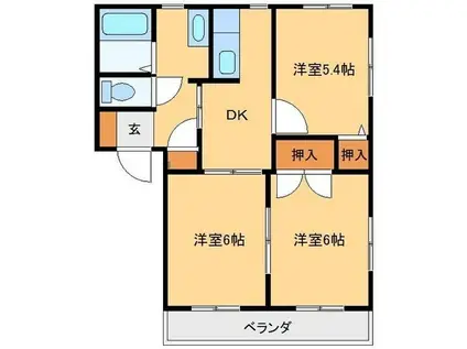 ボナール千木良C(3DK/2階)の間取り写真