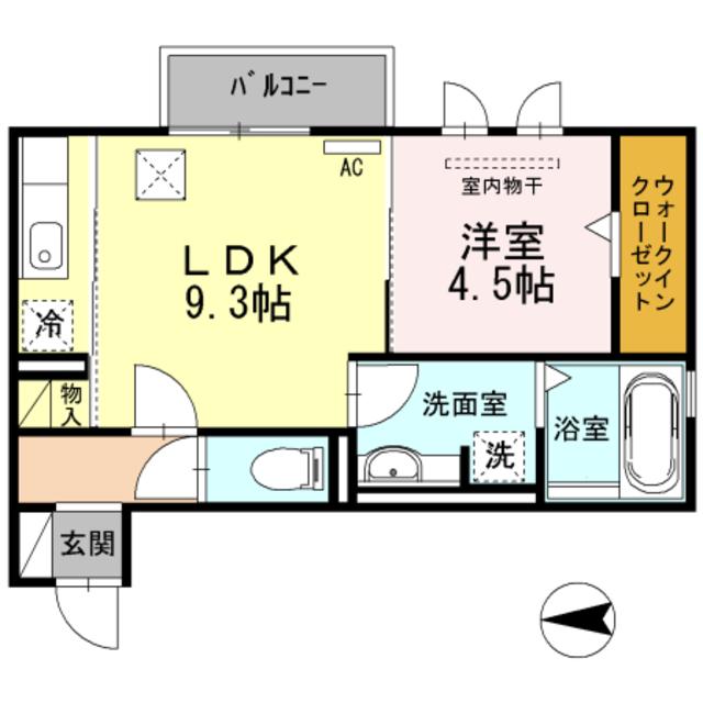 CLE DU BONHEUR3(1LDK/1階)の間取り写真
