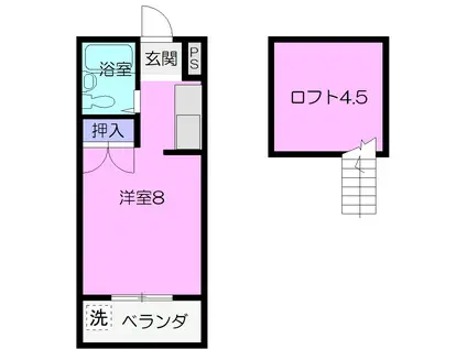 ガーデンハイツ(ワンルーム/2階)の間取り写真