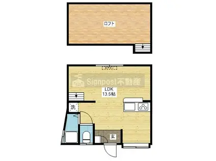 HSN長屋(ワンルーム/1階)の間取り写真