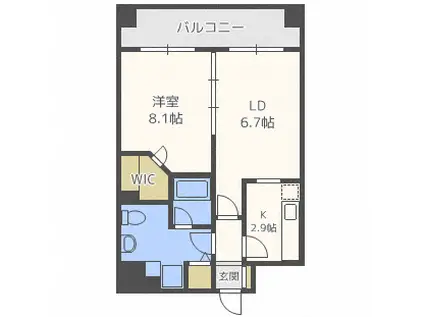 カマール6-6(1LDK/6階)の間取り写真