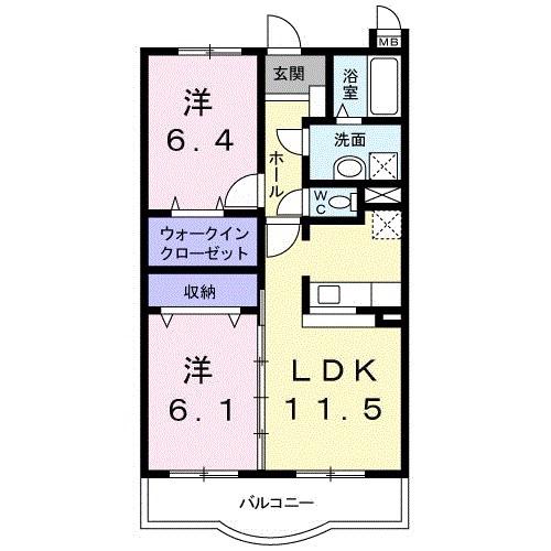 ルーチェ・デル・ソーレ(2LDK/1階)の間取り写真