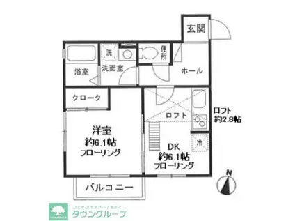 クレール(1DK/2階)の間取り写真