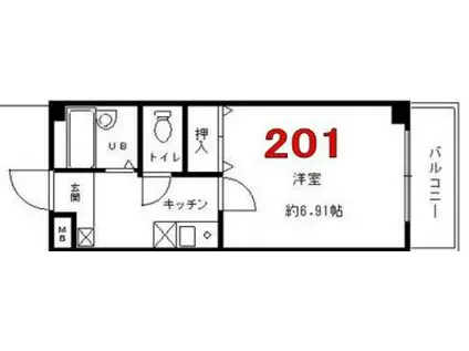 ウェーブ桜ヶ丘(1K/2階)の間取り写真