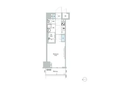 ディームス蔵前(1K/8階)の間取り写真