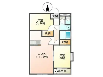 セピアコート(2LDK/3階)の間取り写真