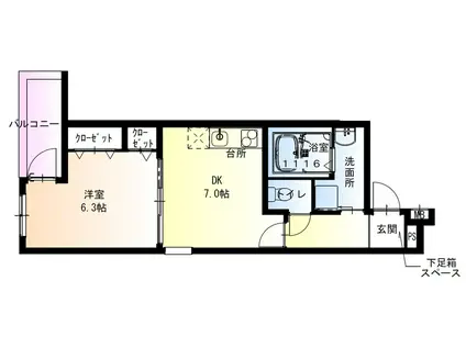 フジパレス春木駅北Ⅱ番館(1LDK/1階)の間取り写真