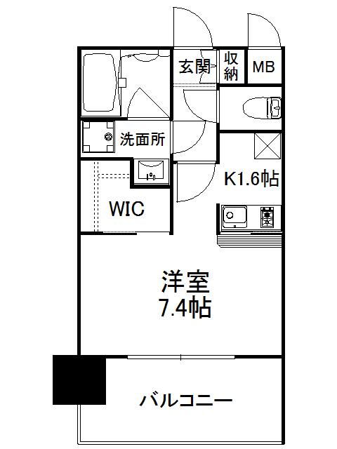エンクレスト薬院NOBLE(1K/9階)の間取り写真