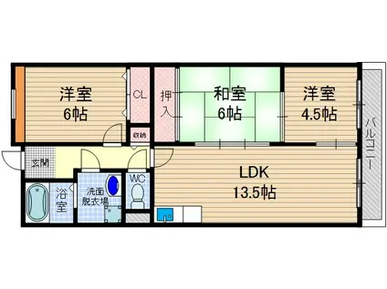フロール南茨木1(3LDK/1階)の間取り写真
