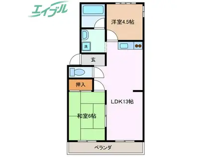 ルフランパレス(2LDK/3階)の間取り写真