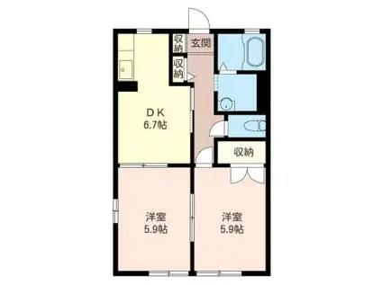 アーバンハイツ2番館(2DK/1階)の間取り写真