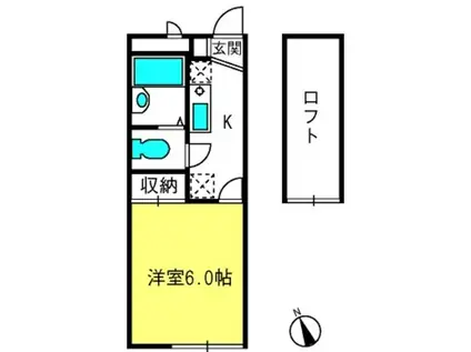 花梨I番館(1K/2階)の間取り写真