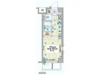 ル・リオン多摩川グランドコート(1K/3階)の間取り写真