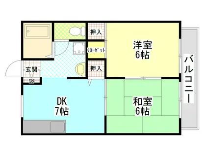 エクセルハイツI(2DK/1階)の間取り写真