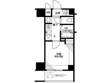 プレール・ドゥーク上北沢(1K/2階)の間取り写真