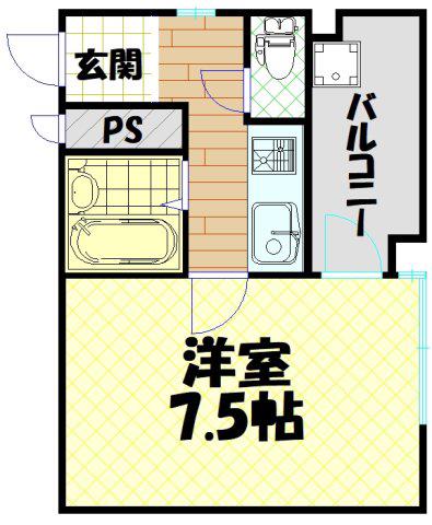 カルマーレナンバウエスト(1K/4階)の間取り写真
