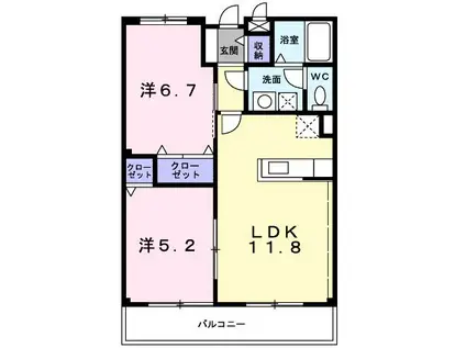 スターブルメゾンC(2LDK/2階)の間取り写真