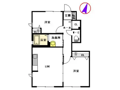 メゾン古閑中(2DK/1階)の間取り写真