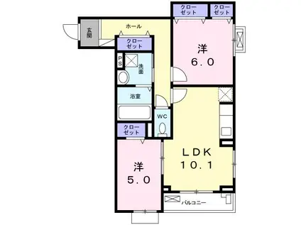 フォレ・リヴィエール(2LDK/2階)の間取り写真