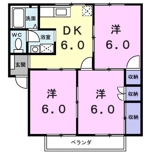 サンシティ(3DK/1階)の間取り写真
