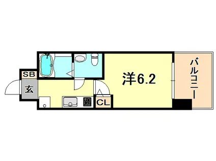 セレニテ三宮プリエ(1K/4階)の間取り写真