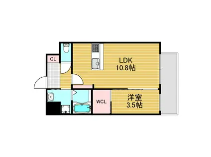 ALIVIS三国本町(1LDK/2階)の間取り写真