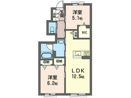 シャンティ グリナージュB(2LDK/1階)の間取り写真