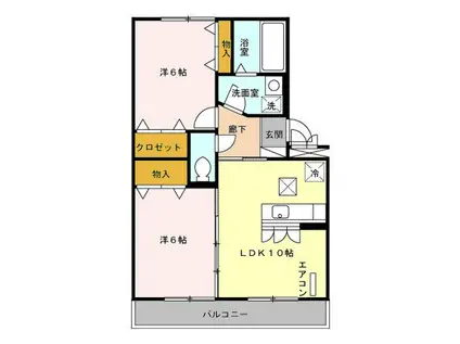 リビングタウン八木田(2LDK/1階)の間取り写真