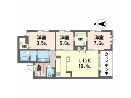 オンブール広路(3LDK/1階)の間取り写真