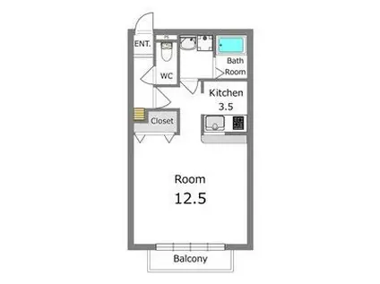 グローリエ(1K/1階)の間取り写真